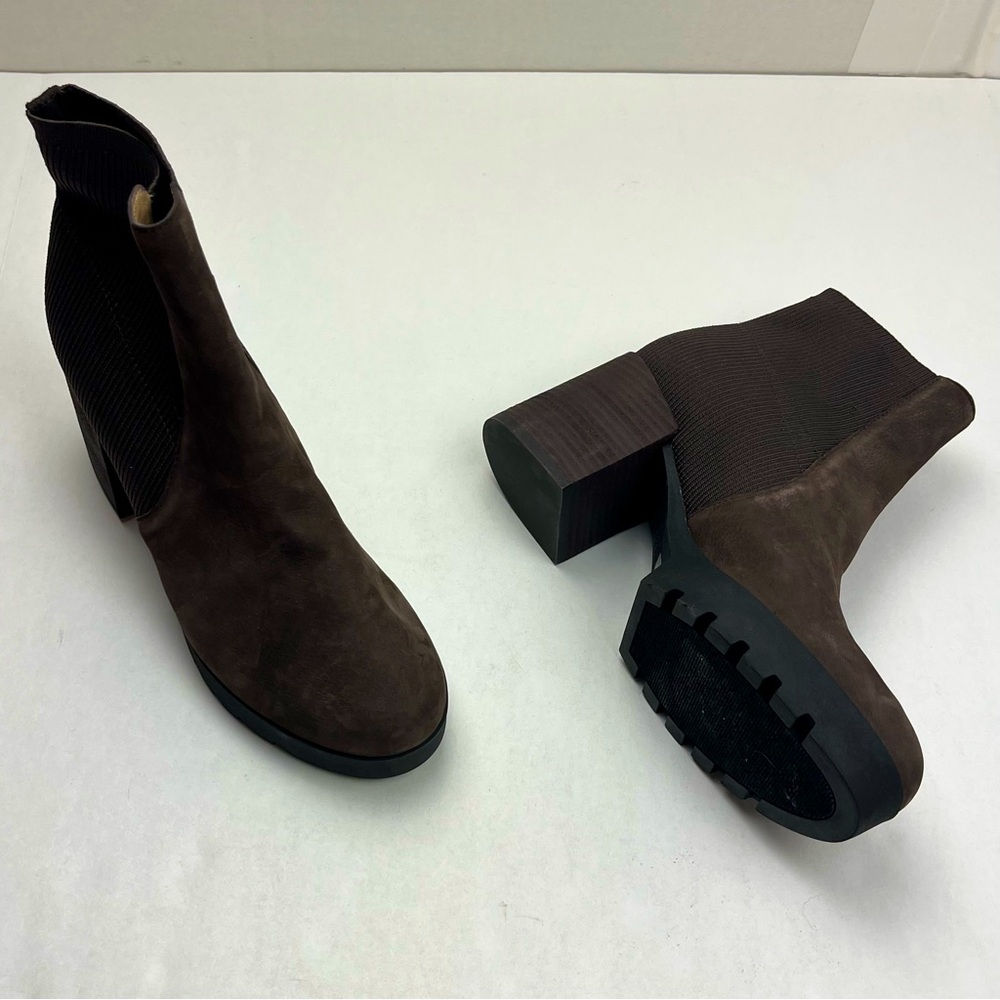 Eileen Fisher Farrah‎ Heel Boot Chocolate Brown Nubuck Womens Size 8.5 NWOT